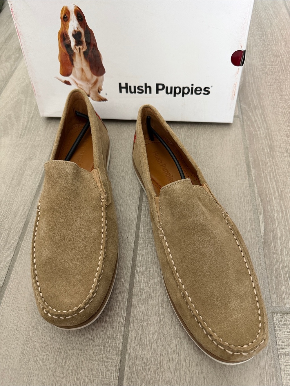Hush Puppies Men's Tan Suede Slip-On Loafers